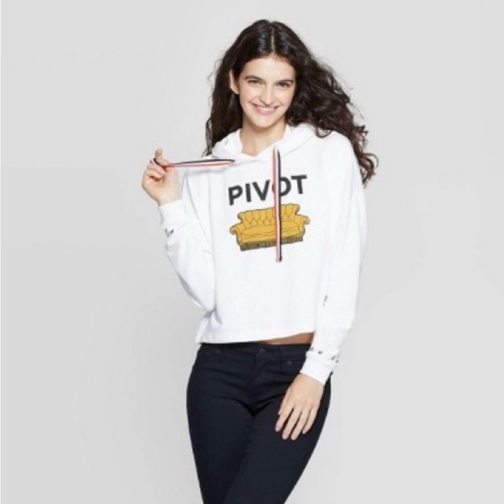 Friends TV Show “Pivot” White Cropped Hoodie Size XL